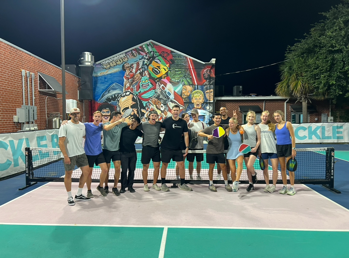1LIFE pickleball night, same crew goofing around